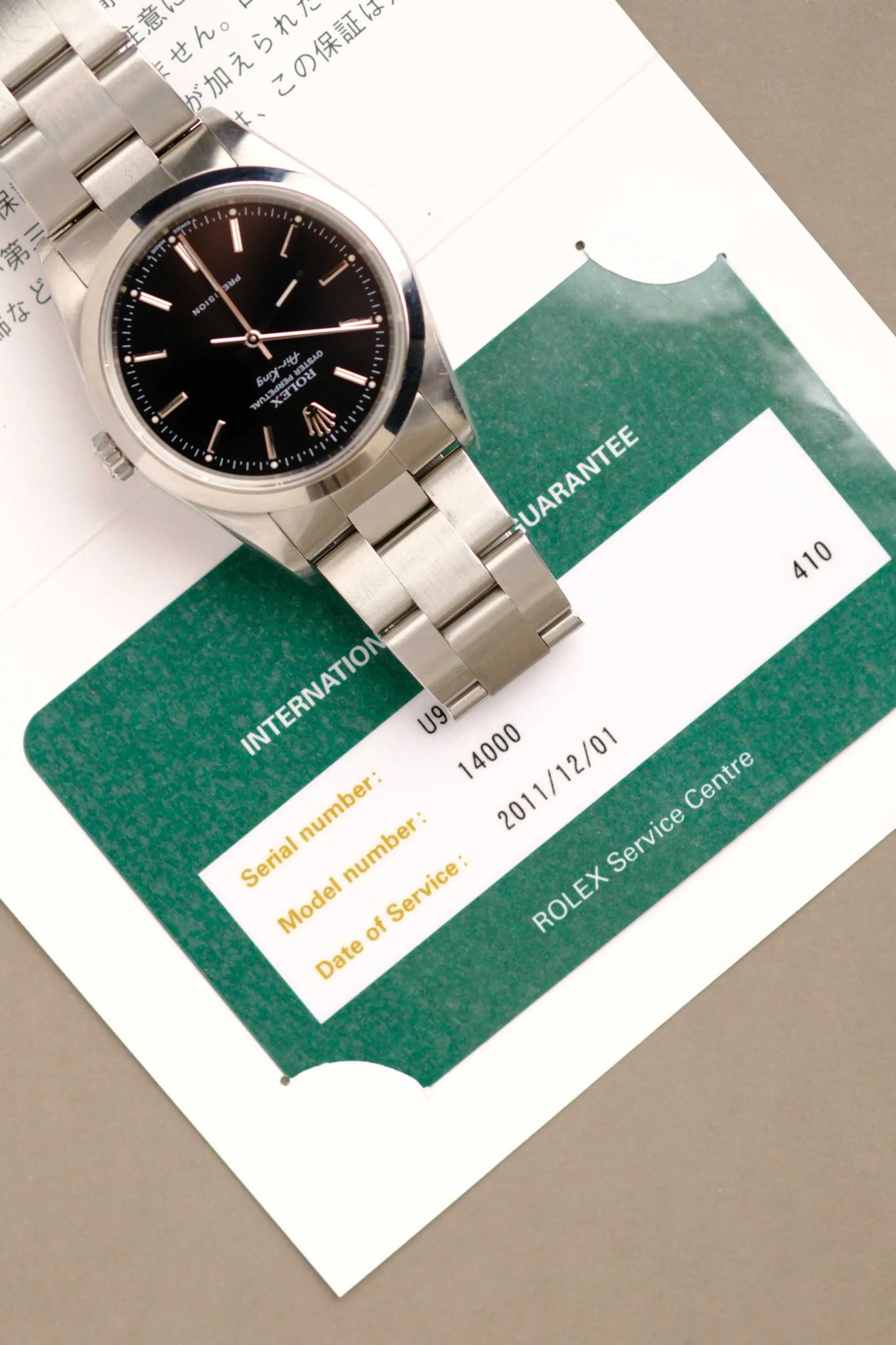 Rolex Air-King 14000 Black Dial w/ Service Card - 1998
