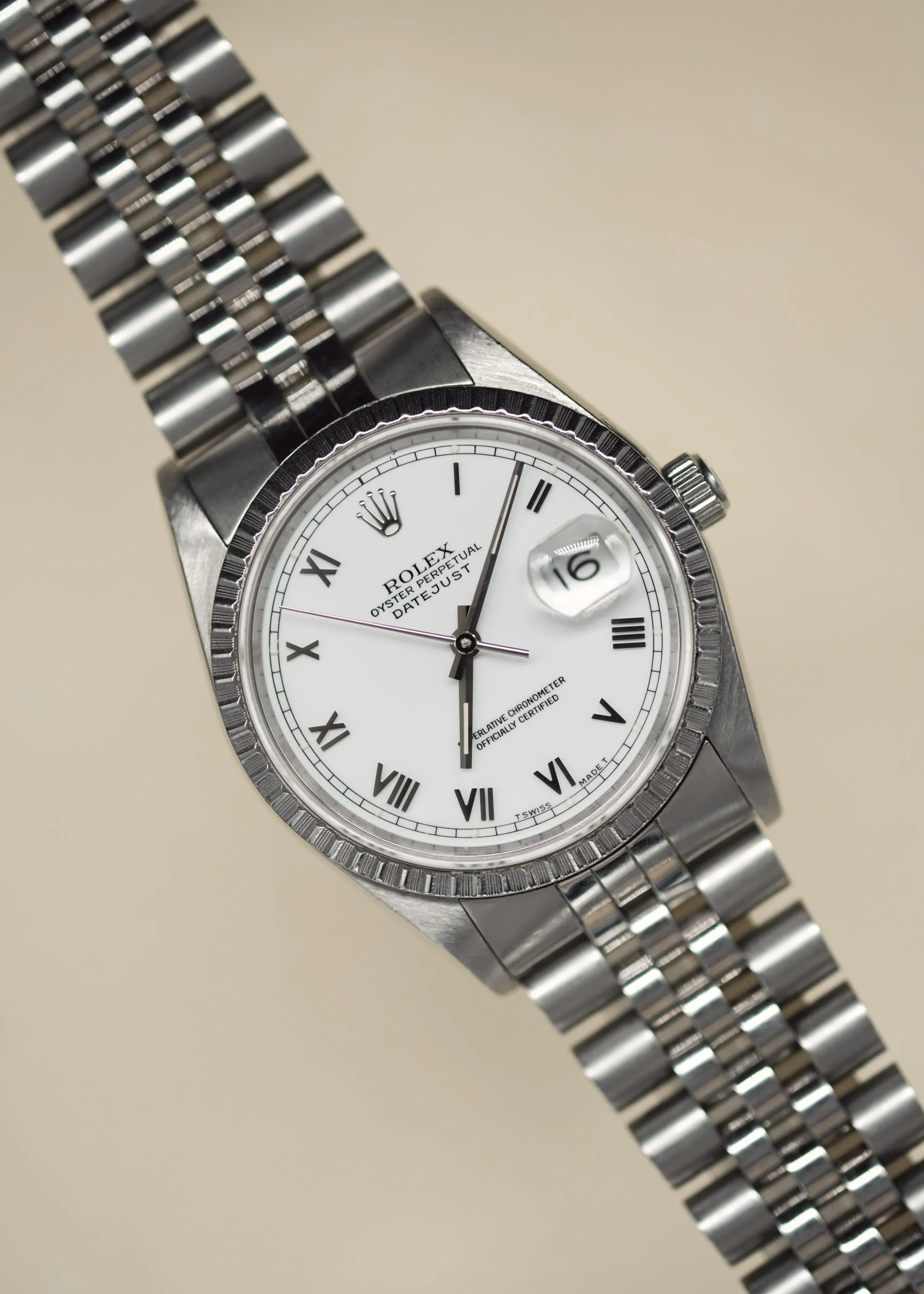 Rolex Datejust 16220 White Roman Dial - 1991