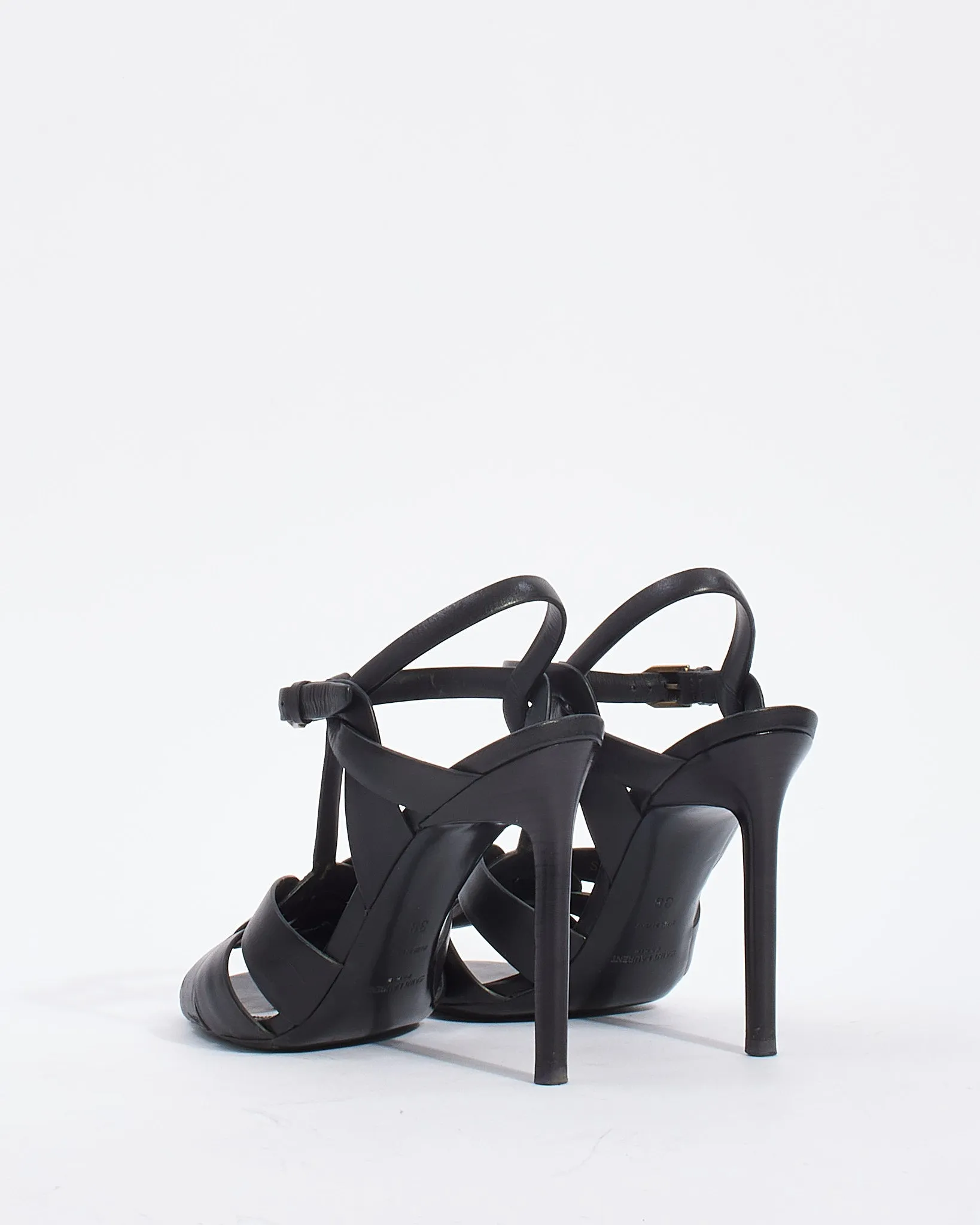 Saint Laurent Black Smooth Leather Tribute Heels - 38