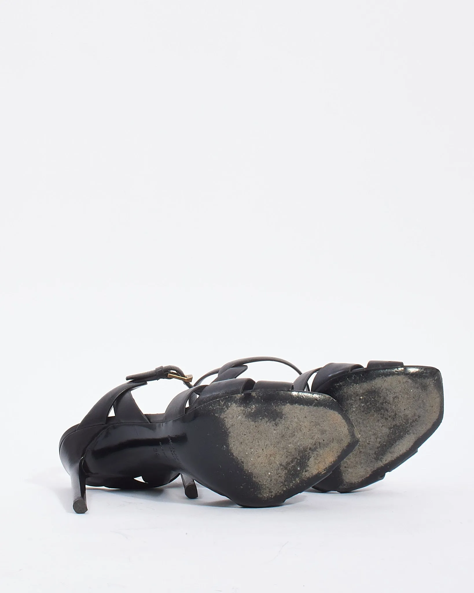 Saint Laurent Black Smooth Leather Tribute Heels - 38