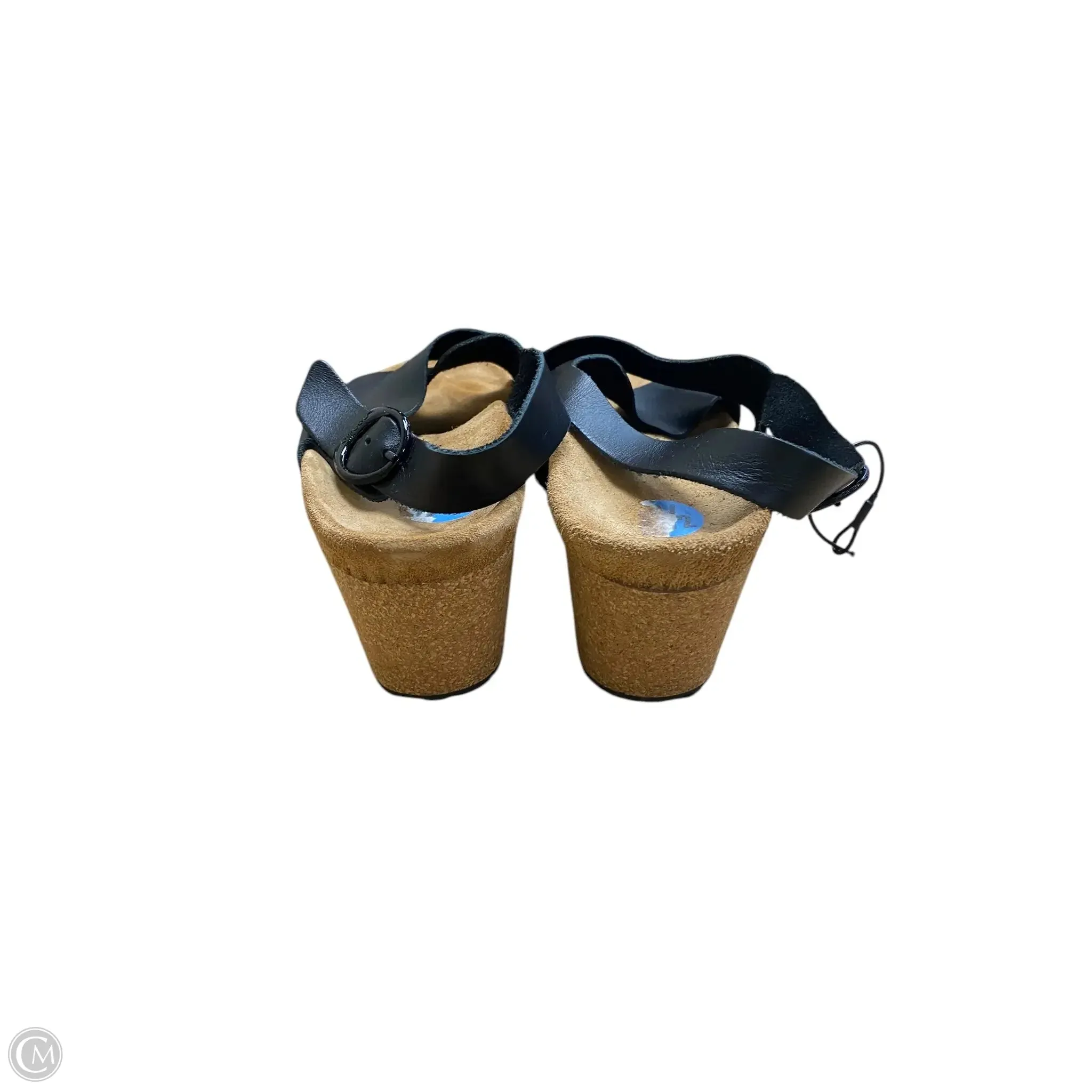 Sandals Heels Wedge By Papillion In Black & Brown, Size: 7