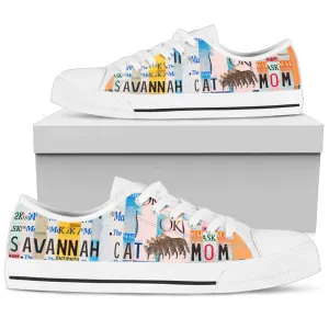 Savannah Cat Mom - Women’s Low Top Shoes White