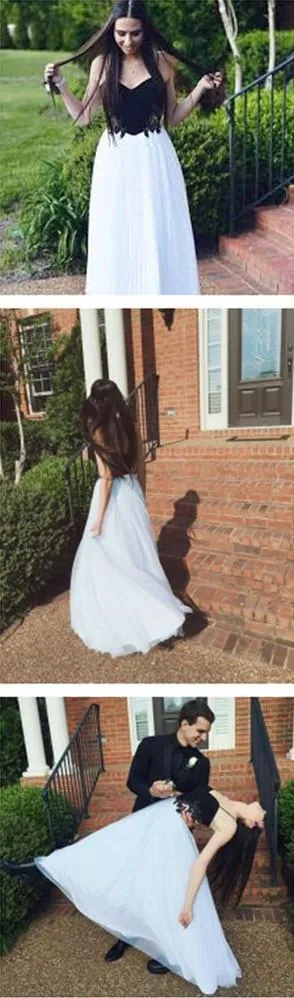 Simple Tulle Spaghetti Straps A-line Long Prom Dresses, Evening Dresses, MP290