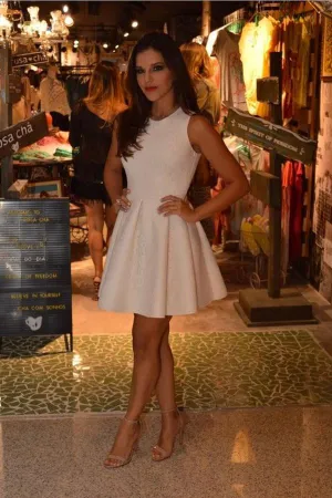 Simple White Sleeveless Stain Round Neck Cheap Homecoming Dress,Party Dresses, MH388