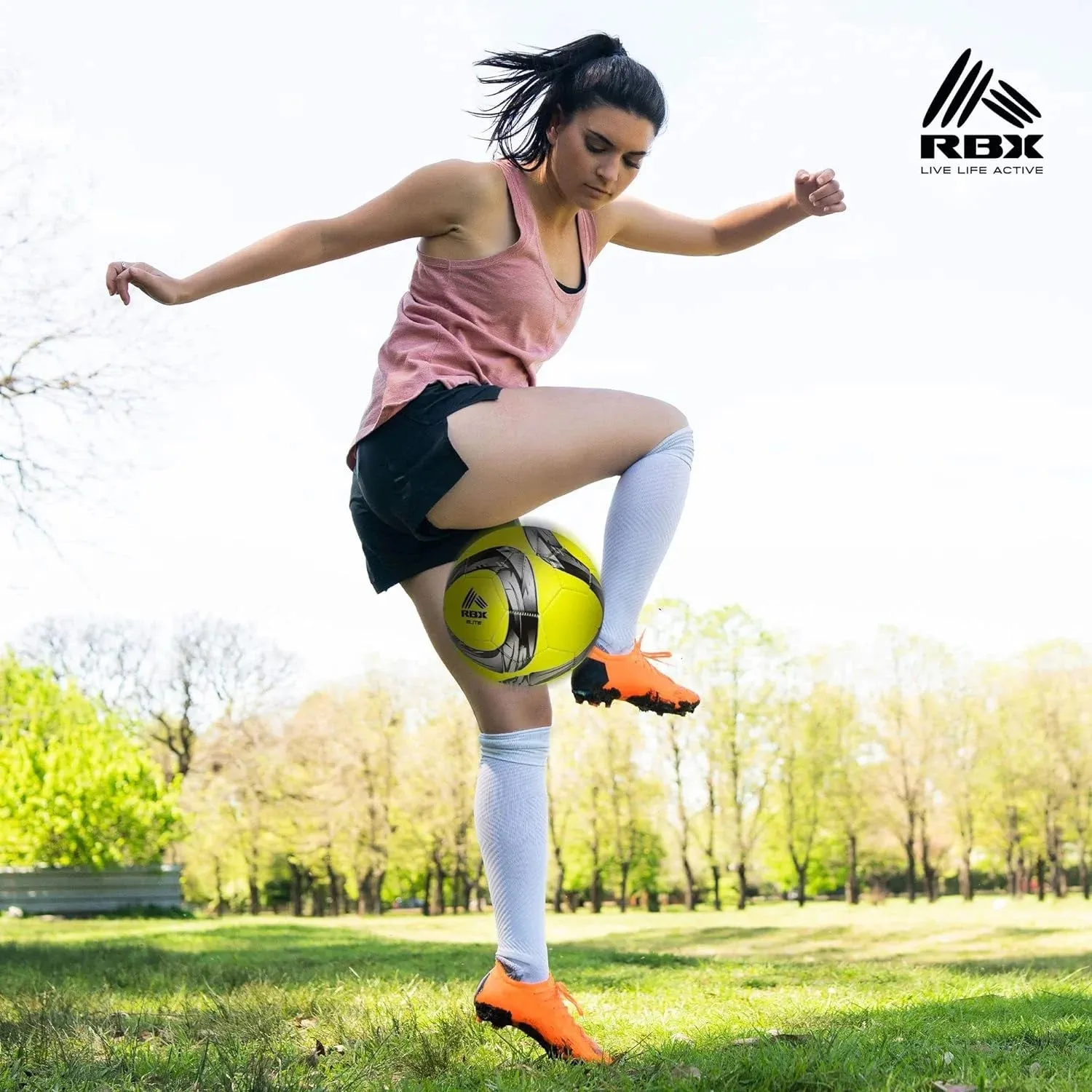 Size 5 Soccer Ball: 32-Panel with Pump, Rubber Bladder, High-Contrast Graphics Adults & Kids