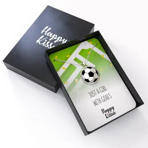 Soccer Ball Spinner Necklace for Soccer-Loving Girls | ⚽ “Just A Girl With Goals” Pendant | Gift for Soccer Moms and Players (IN BOX WITH CARD)