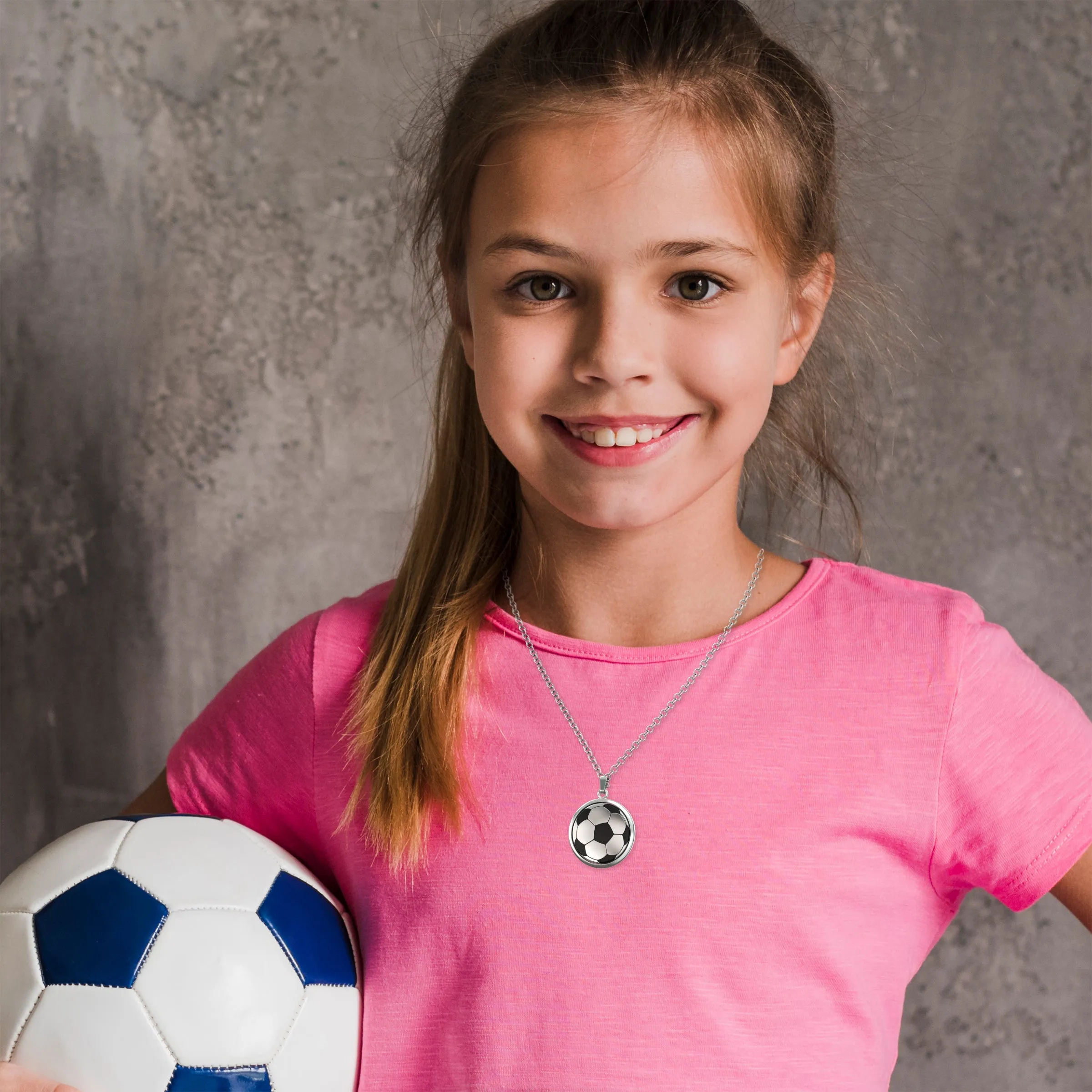 Soccer Ball Spinner Necklace for Soccer-Loving Girls | ⚽ “Just A Girl With Goals” Pendant | Gift for Soccer Moms and Players (IN BOX WITH CARD)