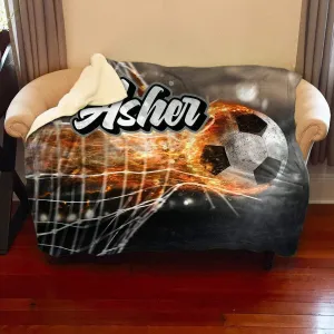 Soccer Fire Personalized Blankets
