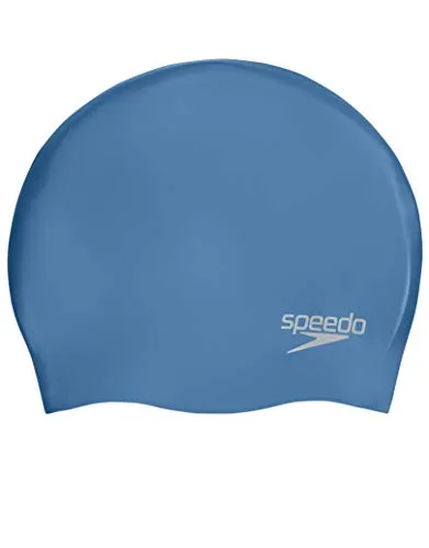 Speedo Moulded Silicon Cap For Unisex-Adult (Size: 1Sz,Color: Blue/Silver)
