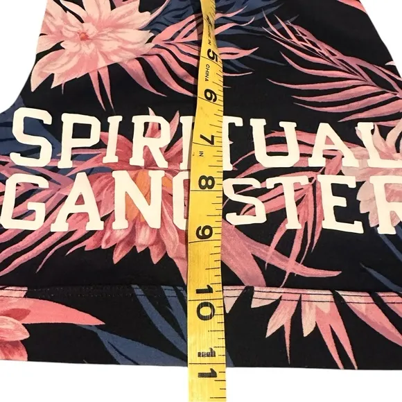Spiritual Gangster Varsity Crop High Neck Tropical Sports Bra, Small