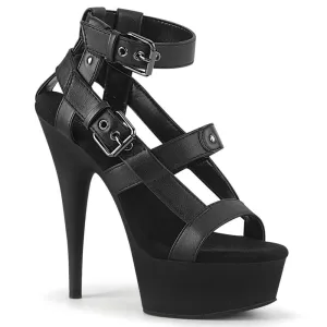 SS-DELIGHT-637 Exotic Sandal | Black Faux Leather
