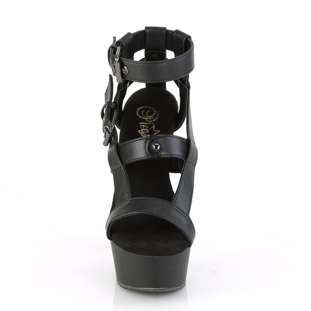 SS-DELIGHT-637 Exotic Sandal | Black Faux Leather