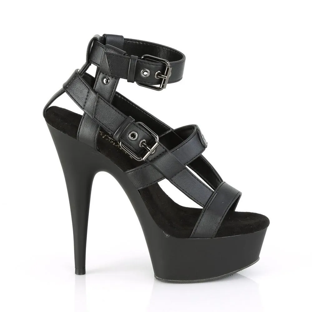 SS-DELIGHT-637 Exotic Sandal | Black Faux Leather