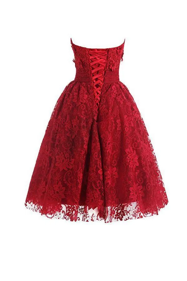 Sweetheart Knee Length Burgundy Homecoming Dresses Cocktail Dress PG070