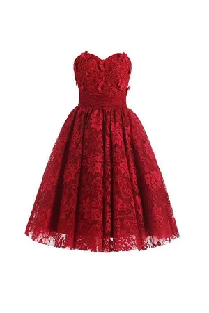Sweetheart Knee Length Burgundy Homecoming Dresses Cocktail Dress PG070