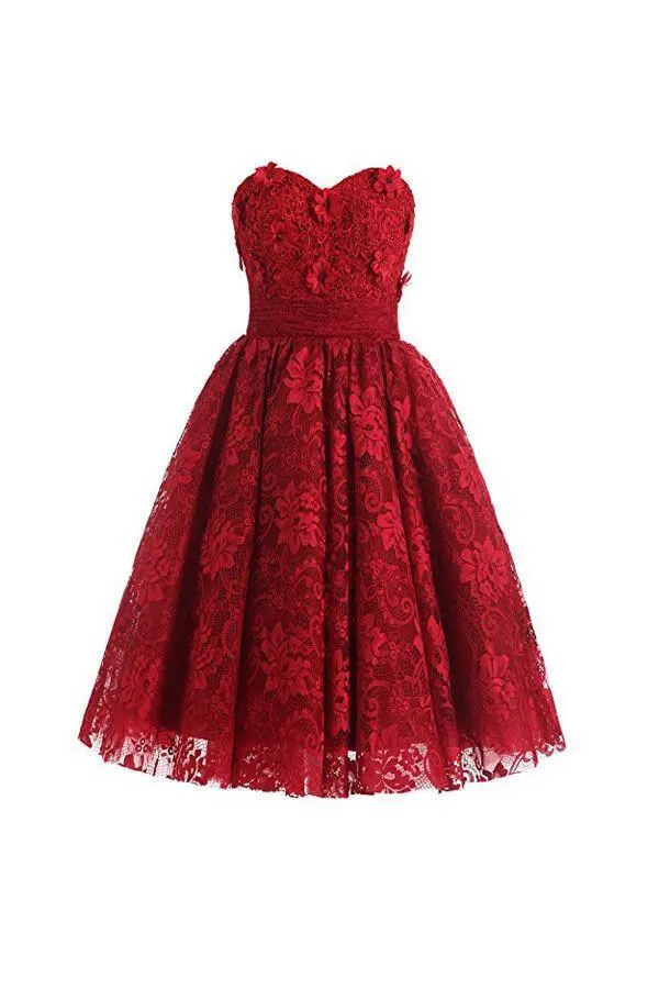 Sweetheart Knee Length Burgundy Homecoming Dresses Cocktail Dress PG070