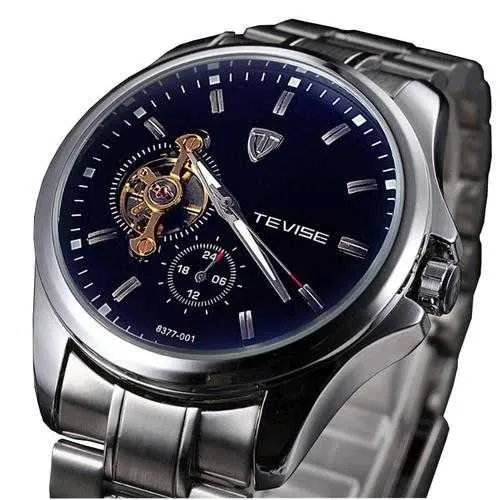 TEVISE Brand Mechanical Watch Fashion Stainless Steel Strap Business Men Wrist Watch 8377-001