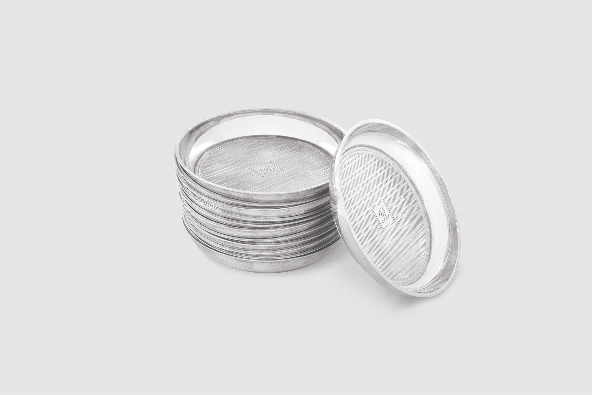 Tiffany & Co. Sterling Set of 12 Silver Drinks Coasters