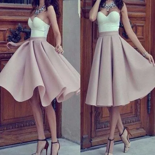 Unique A-line Mismatched Strapless Sweetheart Homecoming Dresses for Teens, MH377