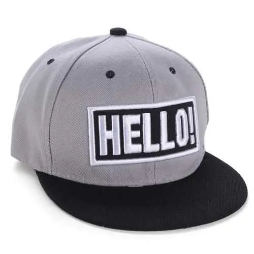 Unisex Letter Hello Embroidery Baseball Cap Adjustable Hipster Outdooors Flat Hip-hop Hats