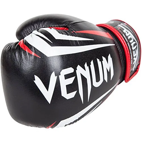 Venum "Sharp Boxing Gloves Nappa Leather, Black/Ice/Red, 16-Ounce