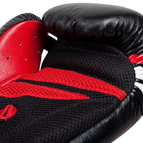Venum "Sharp Boxing Gloves Nappa Leather, Black/Ice/Red, 16-Ounce