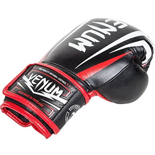 Venum "Sharp Boxing Gloves Nappa Leather, Black/Ice/Red, 16-Ounce