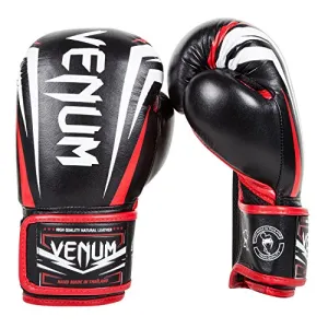 Venum "Sharp Boxing Gloves Nappa Leather, Black/Ice/Red, 16-Ounce