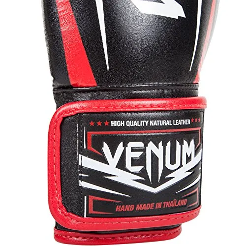 Venum "Sharp Boxing Gloves Nappa Leather, Black/Ice/Red, 16-Ounce