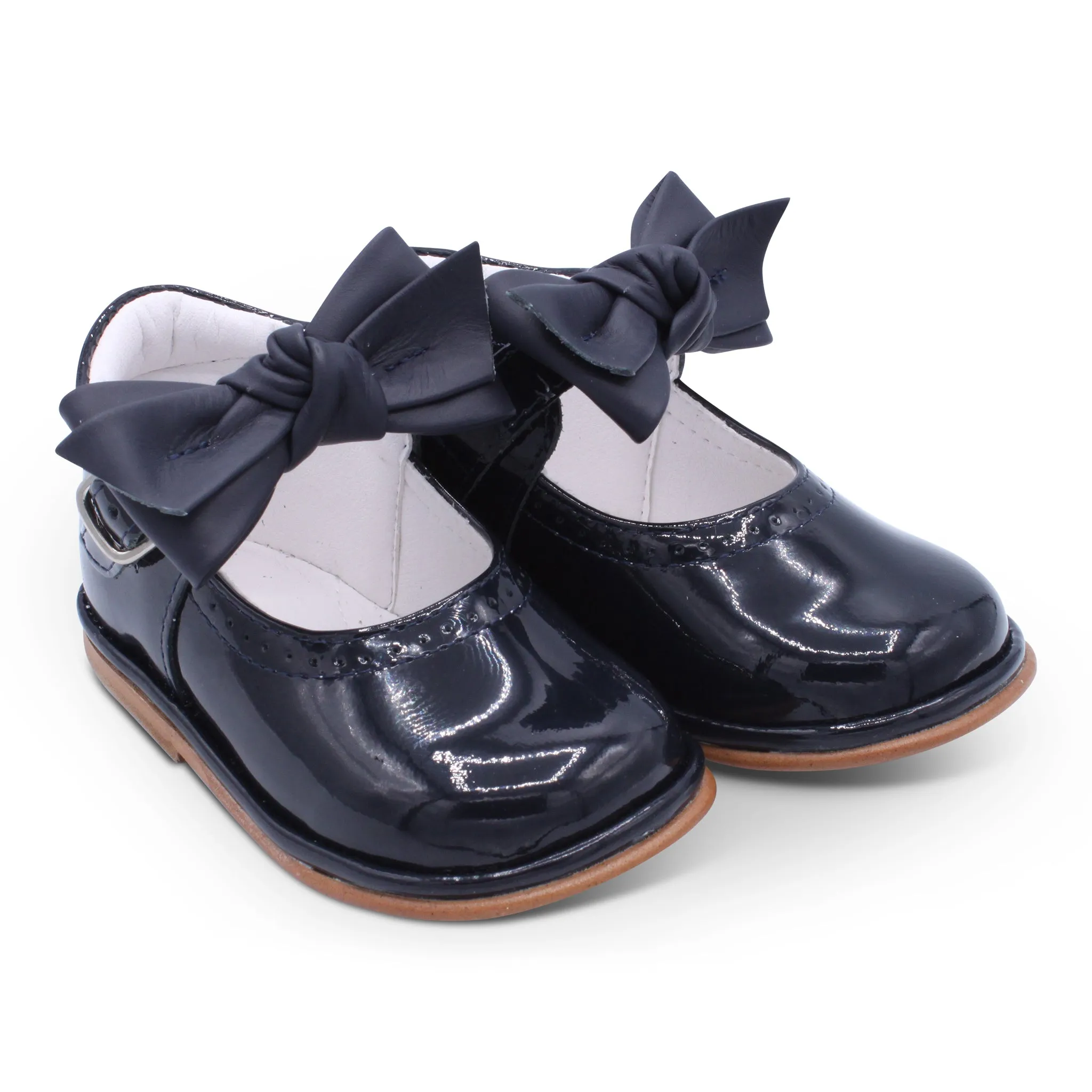 'Vitoria' Girls Navy Patent Bar Shoes