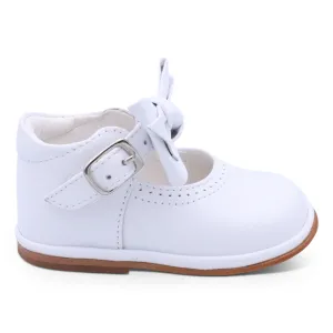 'Vitoria' Girls White Leather Bar Shoes