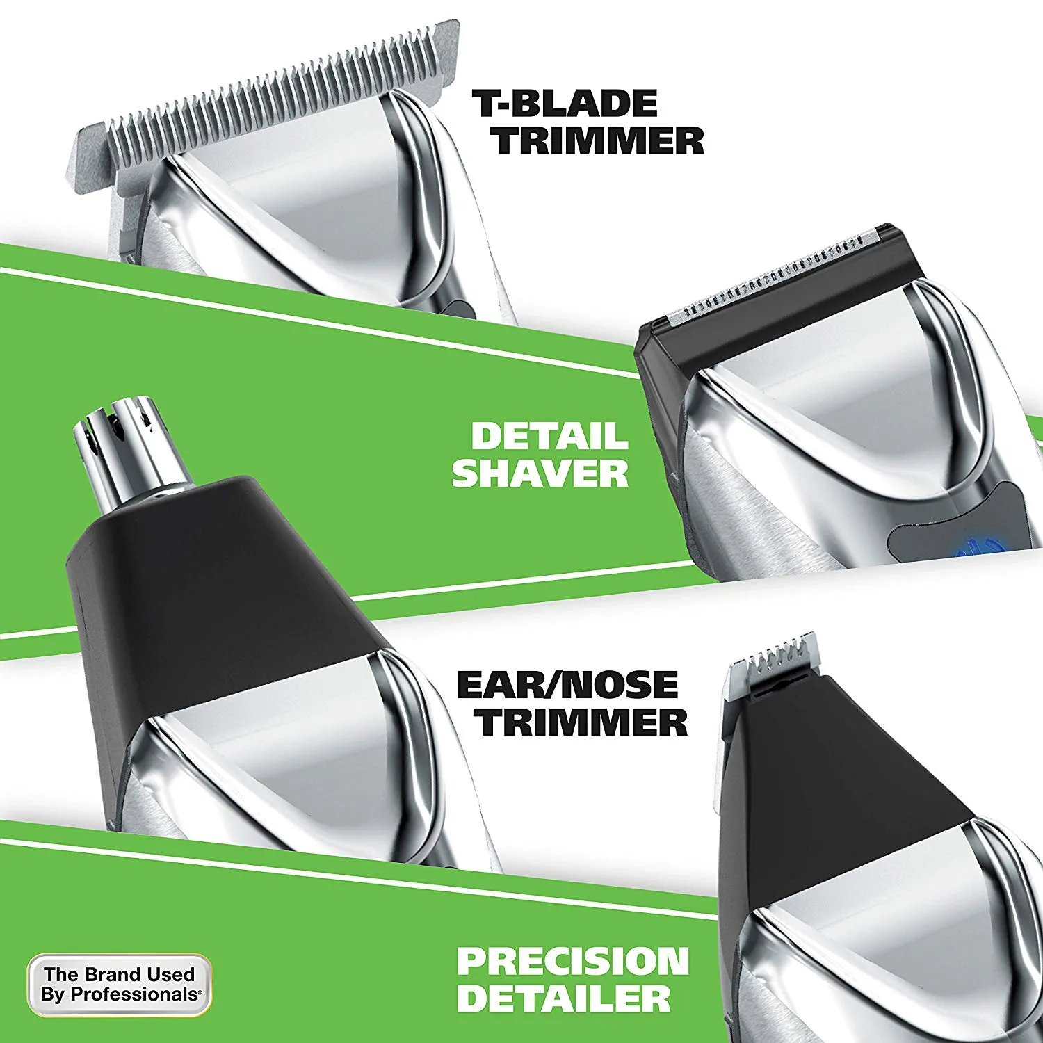 Wahl Stainless Steel Lithium Ion  Beard Trimmer for Men, Hair Clippers, Shavers, Nose Ear Trimmers, Rechargeable All in One Men's Grooming Kit - Model 9818