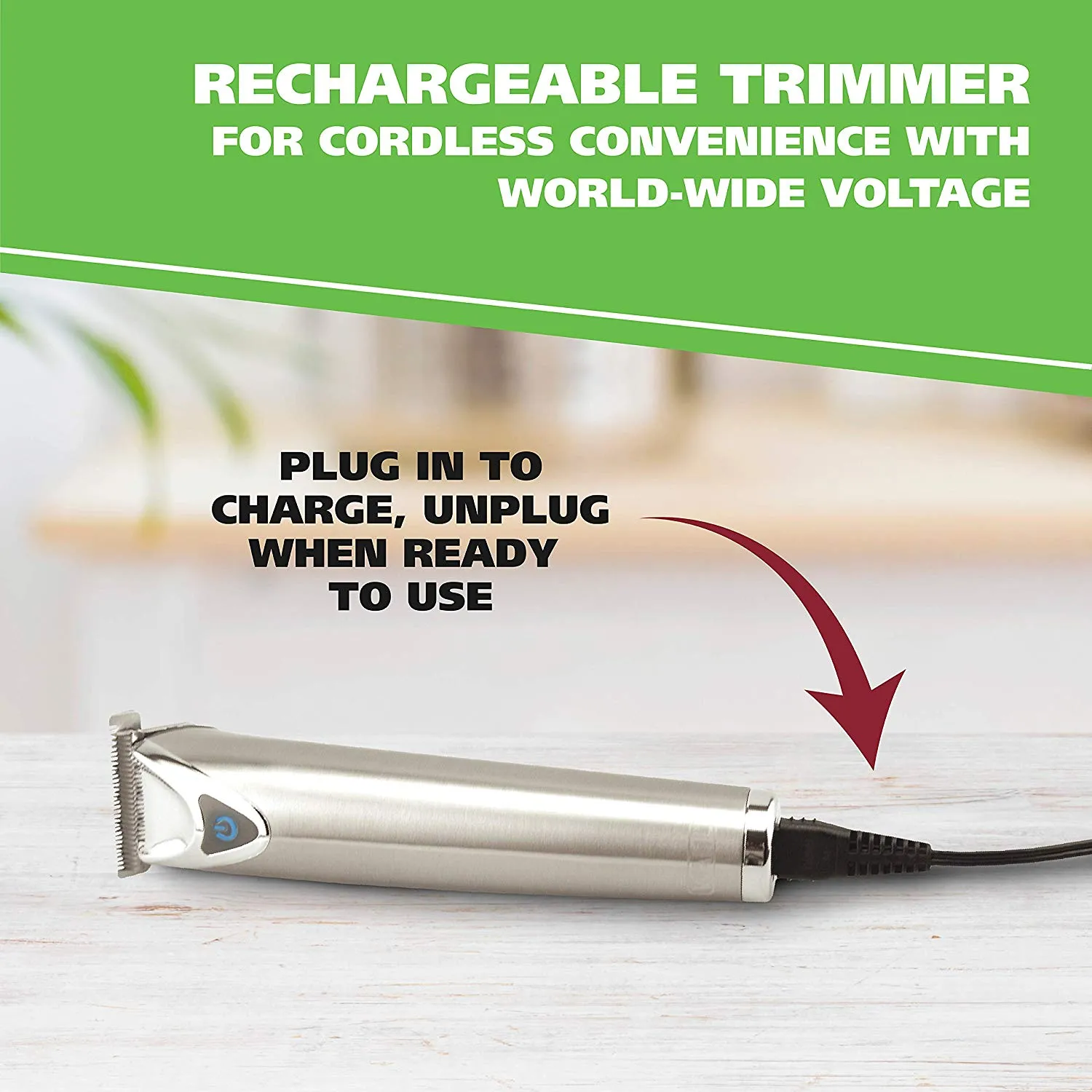 Wahl Stainless Steel Lithium Ion  Beard Trimmer for Men, Hair Clippers, Shavers, Nose Ear Trimmers, Rechargeable All in One Men's Grooming Kit - Model 9818