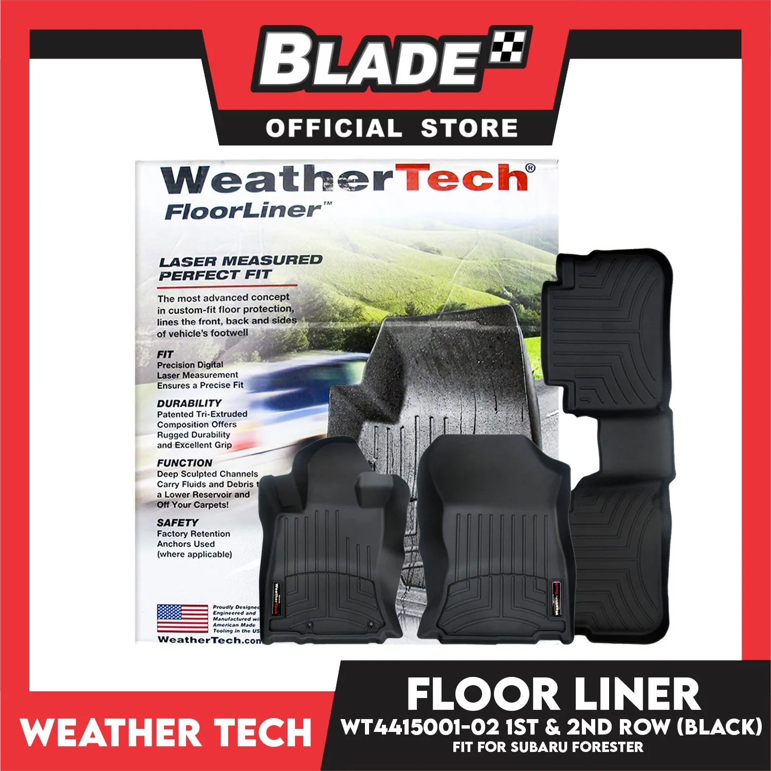 WeatherTech Floor Liner WT4415001-02 1st & 2nd Row (Black) Fit for Subaru Forester