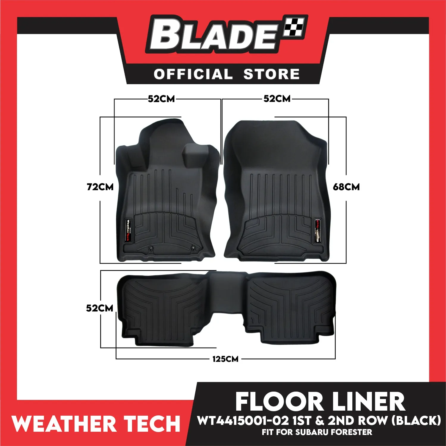 WeatherTech Floor Liner WT4415001-02 1st & 2nd Row (Black) Fit for Subaru Forester