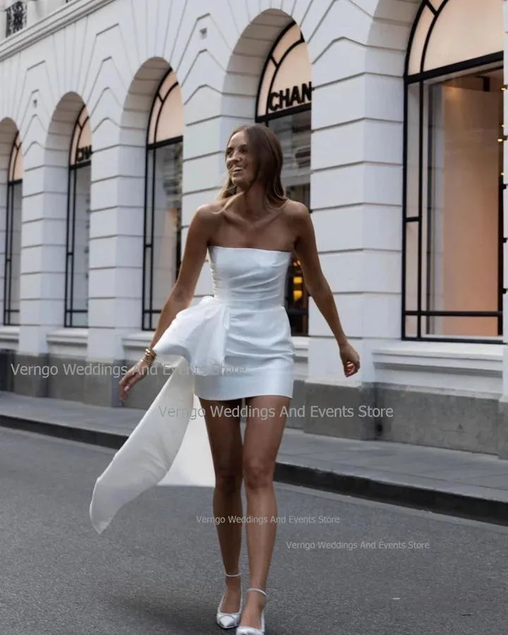 Wedding Dresses Sleeveless Strapless Mermaid Bridal Gown Simple Satin