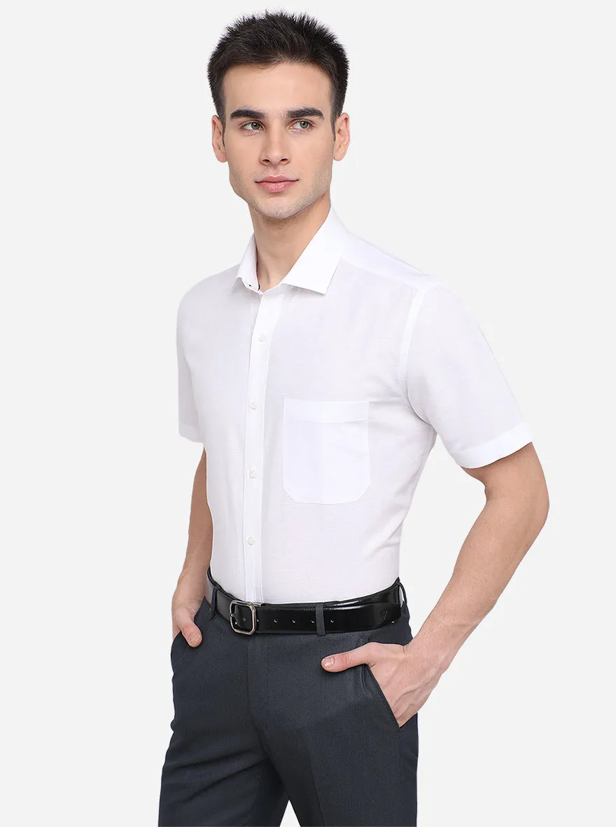 White Solid Regular Fit Formal Shirt | Greenfibre