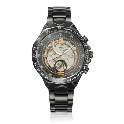 WINNER Fashion Shining Roman Numerals Mechanical Watch Luxury Golden Men Automatic Watch