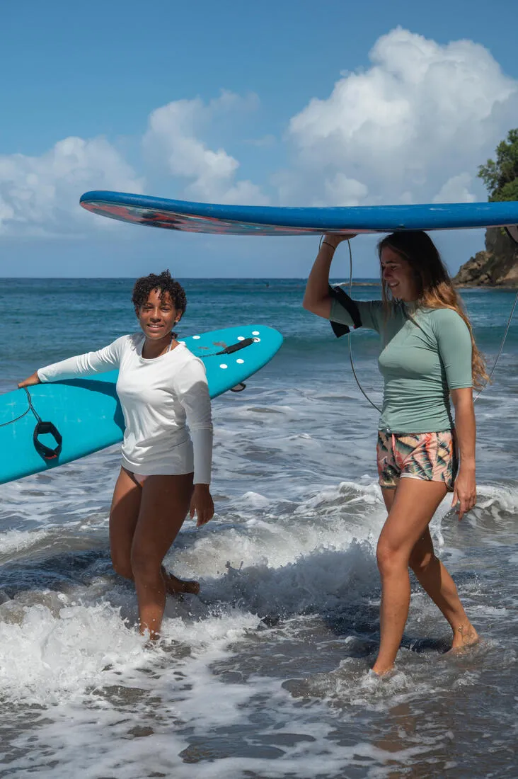 WOMEN’S SURFING LONG-SLEEVED UV-RESISTANT T-SHIRT MALOU GREIGE (UNDYED)